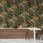 3D Vintage Red Floral Leaf William Morris Pattern Wallpaper Wall Mural Wall Decor Wall Art Wall Sticker Remoable Wallpaper