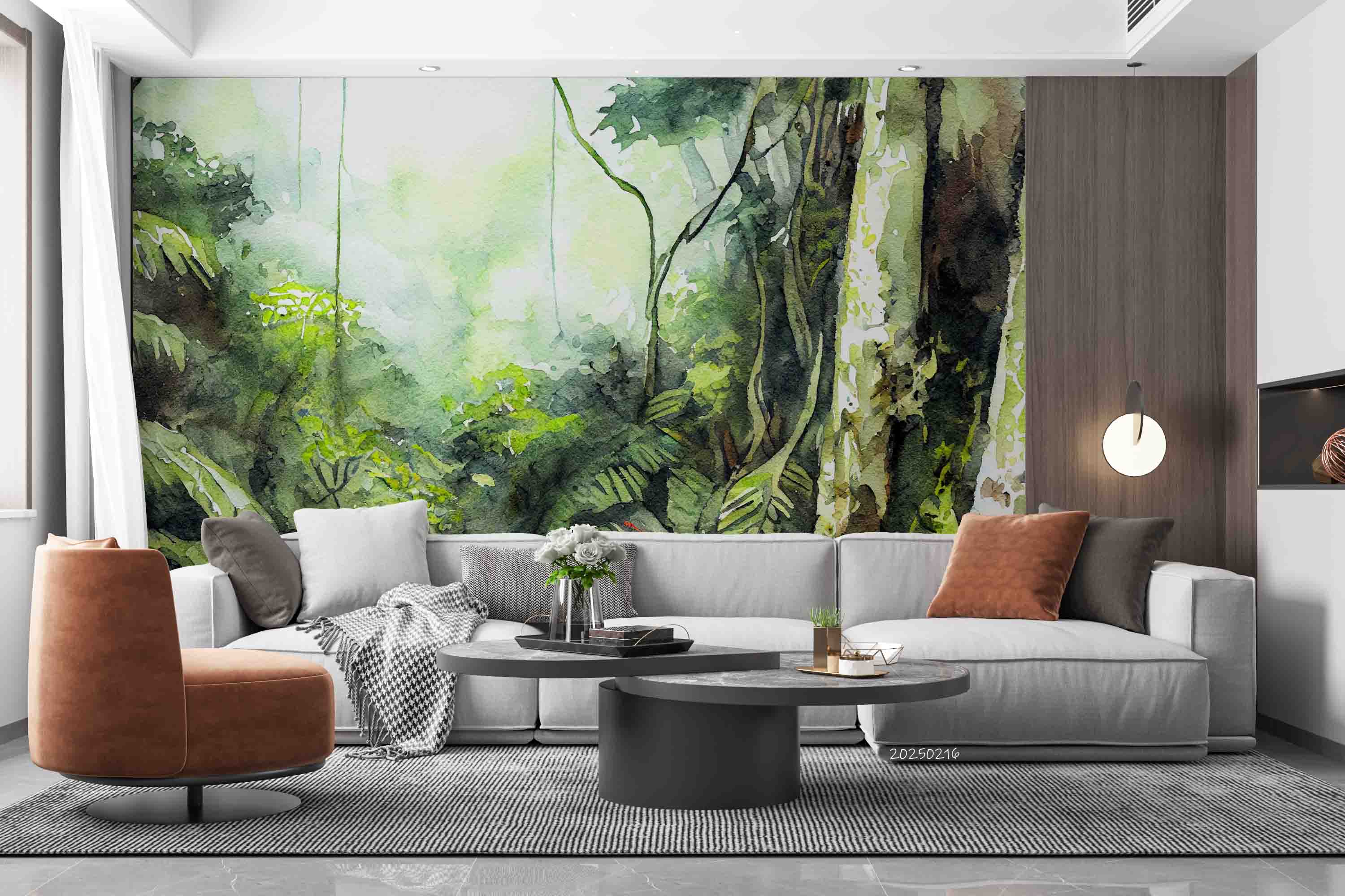 3D Watercolor Tropical Forest Coconut Tree Wallpaper Wall Mural Wall Decor Wall Art Wall Sticker Remoable Wallpaper LQH