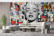 3D Graffiti Movie Star Portrait black white graffiti star portrait wall mural wallpaper for living room - view 4