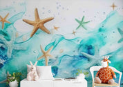 3D Animal Starfish Sea Ripple Bubble Wall Mural Wallpaper YXL 52