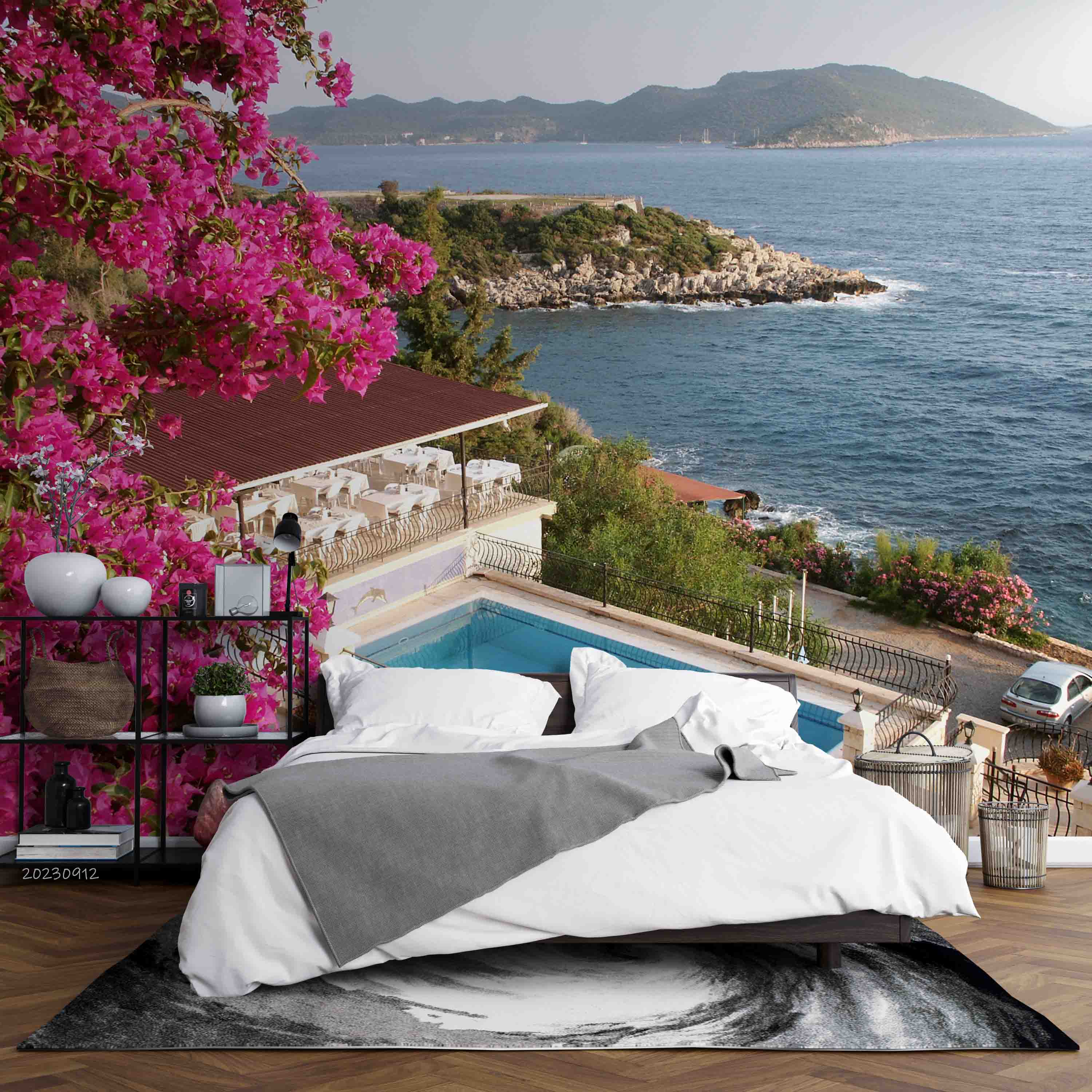 3D Sea Villa Floral Mountain Tree Grassland Wall Mural Wallpaper YXL 2568