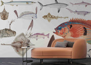 3D Hand Drawn Ocean Creature Fish Wallpaper Wall Mural Wall Decor Wall Art Wall Sticker Remoable Wallpaper LQH 10