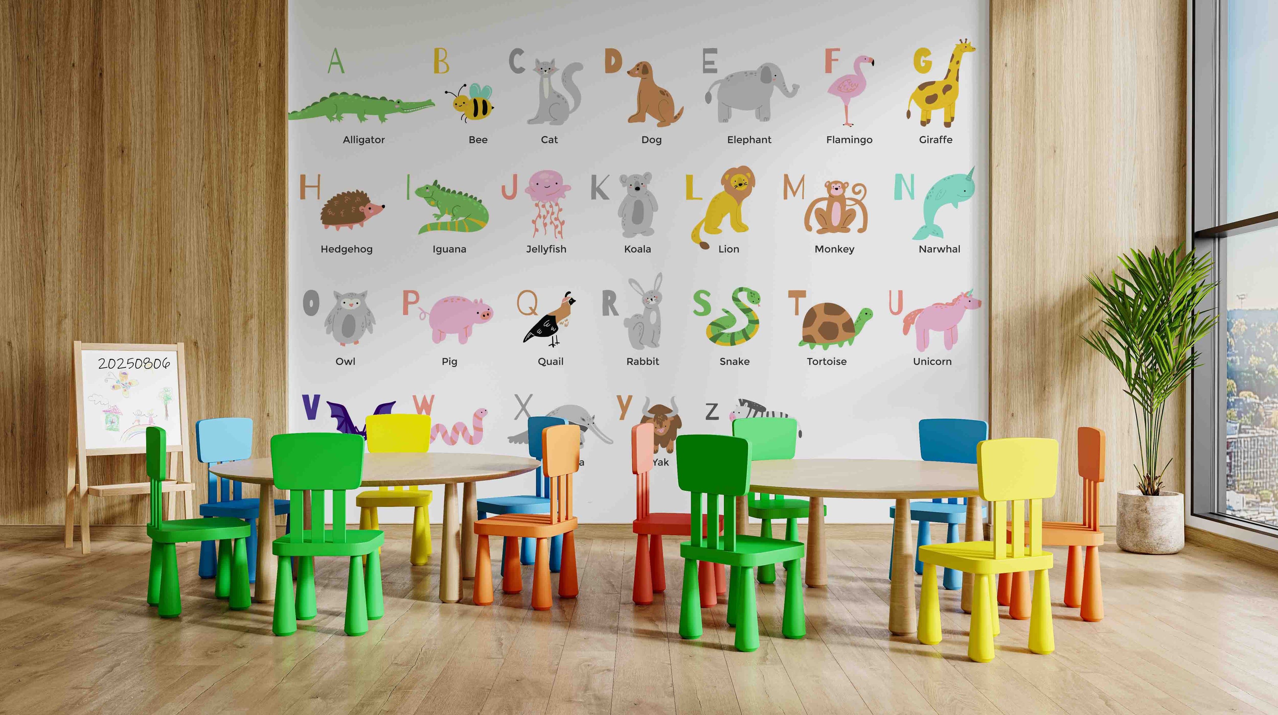 3D Childcare Nursery School Cartoon Kids Animals Letters Wall Mural Wallpaper JN 65