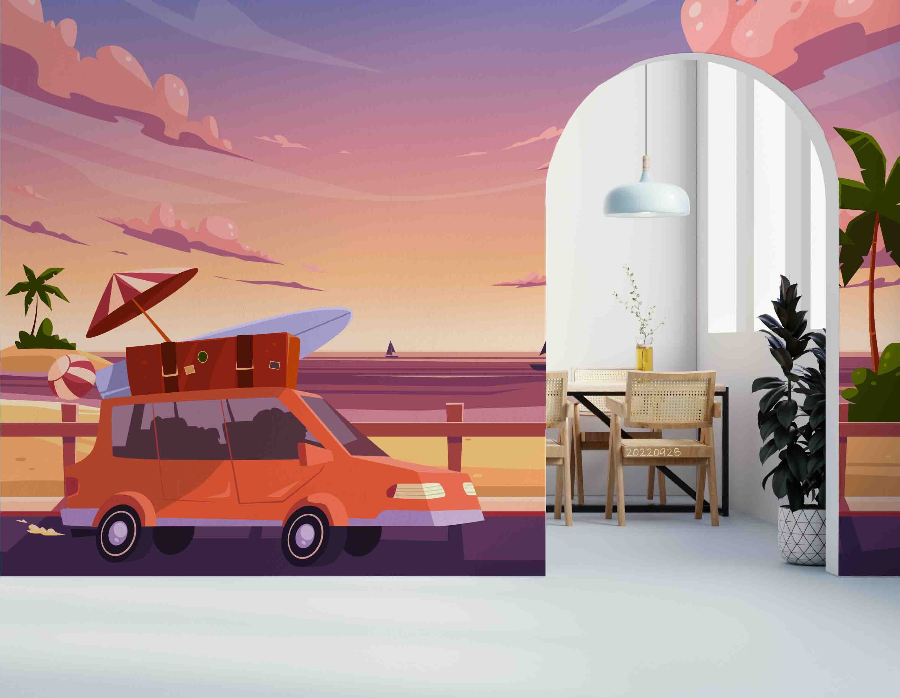 3D Cartoon Summer Sea Background Wall Mural Wallpaper GD 3392- Jess Art Decoration