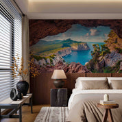 3D Hotel Inn Motel Hostel Resort Manor Scenery Cave Sea Wall Mural Wallpaper 14