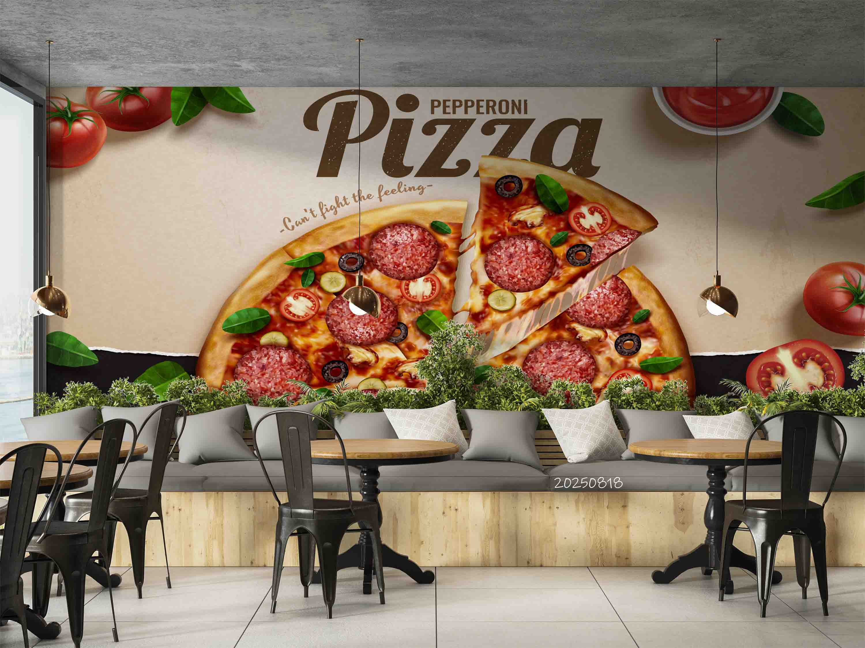 3D Restaurant Snack Bar Diner Fast Food Pizza Wall Mural Wallpaper 25