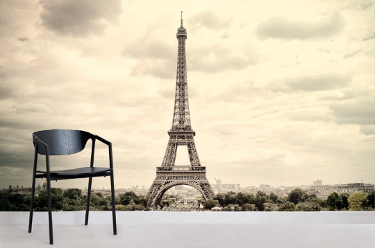 3D Eiffel Tower Cloud Sky romantic Paris skyline scene wall mural wallpaper for office - view 3
