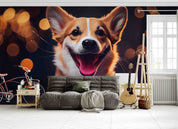 3D Animal Dog Night Yellow Wall Mural Wallpaper YXL 1845
