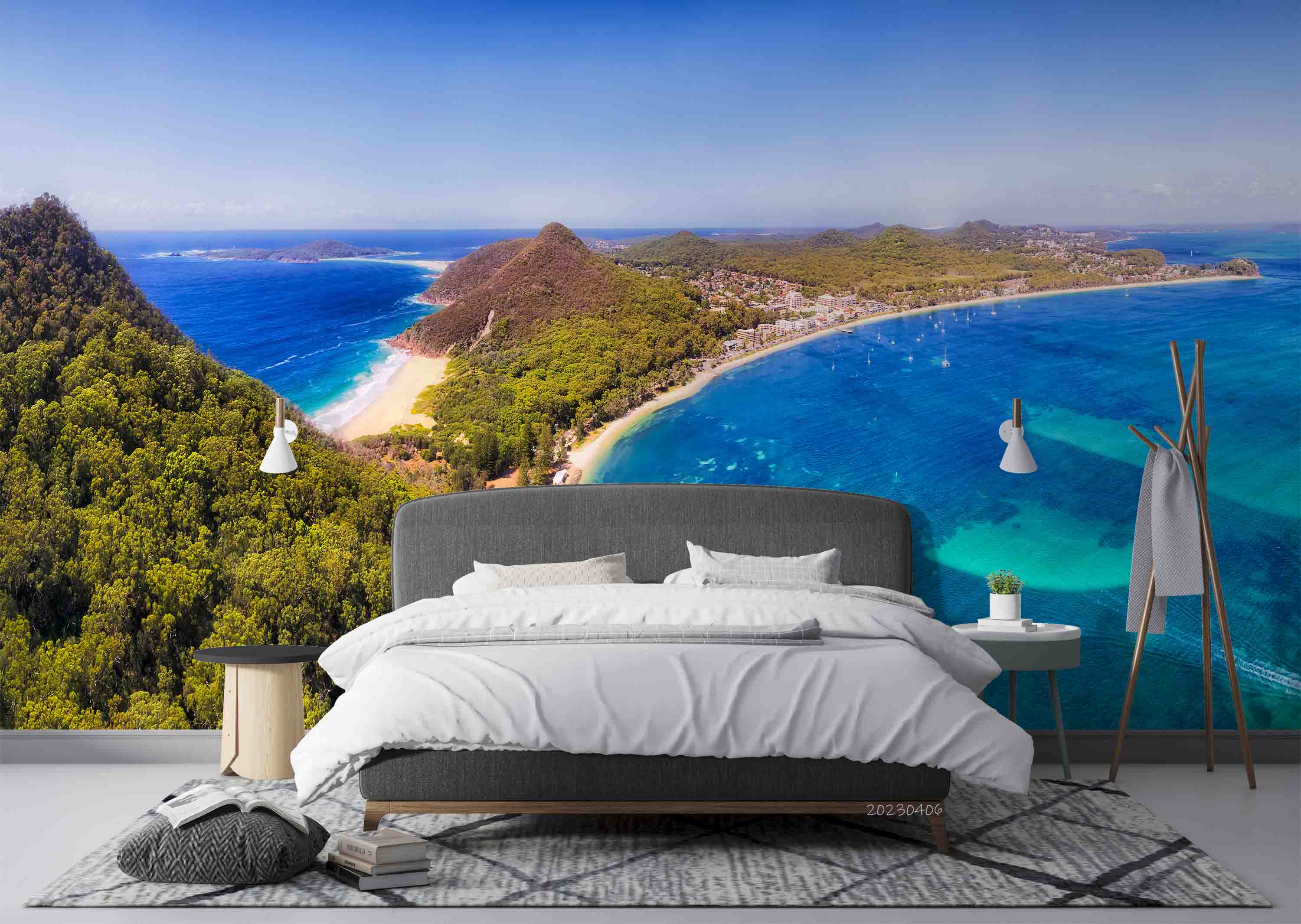 3D Blue Sea Mountain Coast Scenery Wall Mural Wallpaper GD 5623- Jess Art Decoration