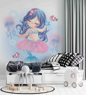 3D Cute Mermaid Jellyfish Kids Wall Mural Wallpaper GD 5613- Jess Art Decoration