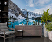 3D Hotel Inn Motel Hostel Resort Manor Scenery Snow Mountain Lake Wall Mural Wallpaper 9