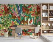 3D Tropical Colorful Leaf Animal Giraffe Wallpaper Wall Mural Wall Decor Wall Art Wall Sticker Remoable Wallpaper LQH 54