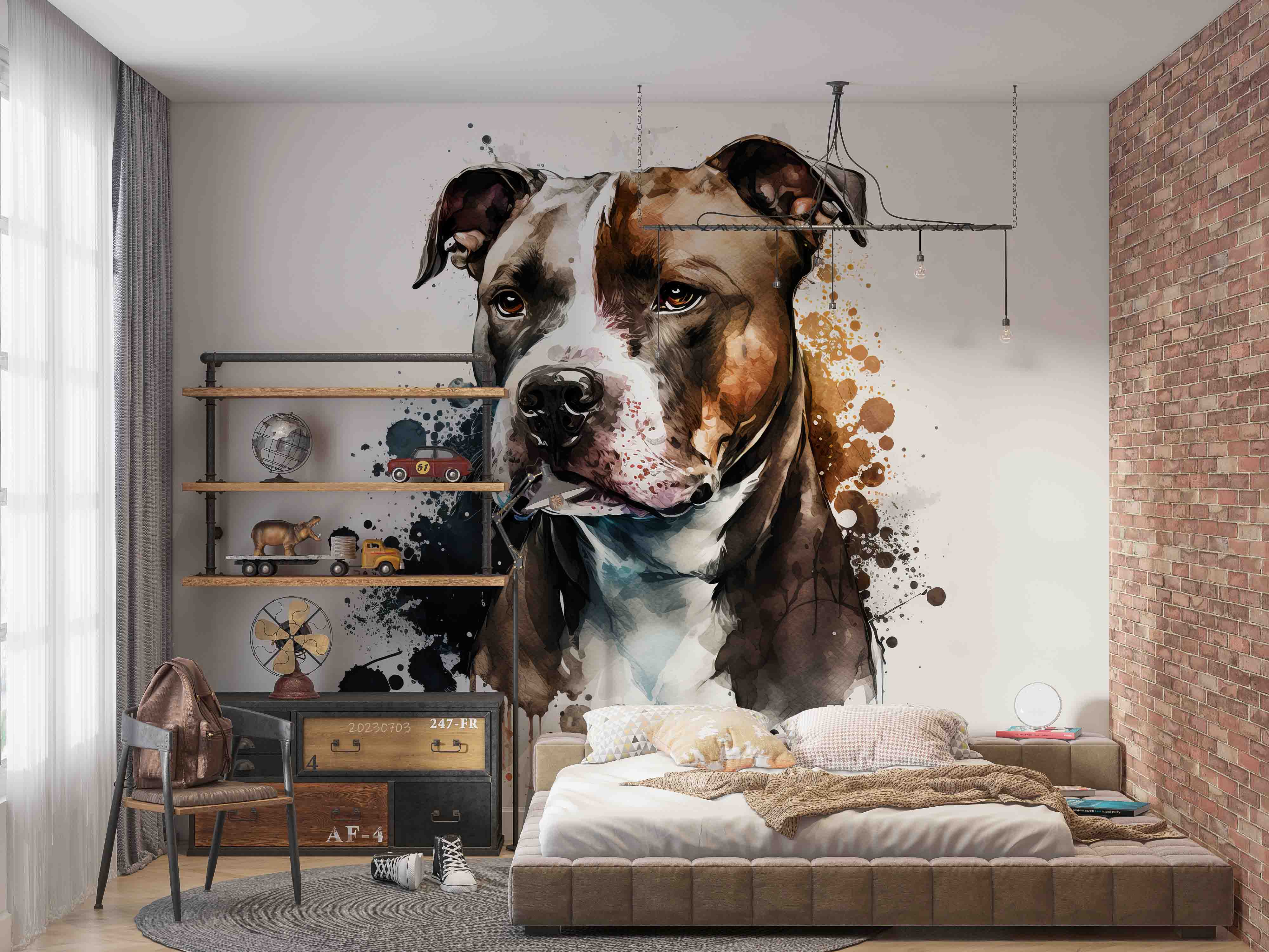 3D Animal Dog Graffiti Wall Mural Wallpaper YXL 1864