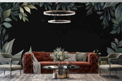 3D Green Leaves Dark Background Wallpaper Wall Mural Wall Decor Wall Art Wall Sticker Remoable Wallpaper