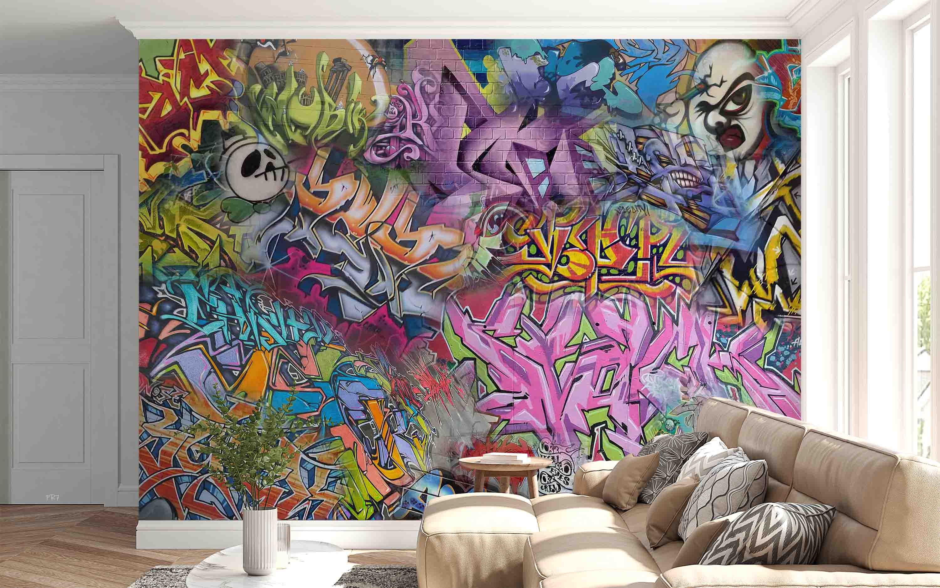 3D Abstract Art Graffiti Colorful Wall Mural Wallpaper GD 4435- Jess Art Decoration