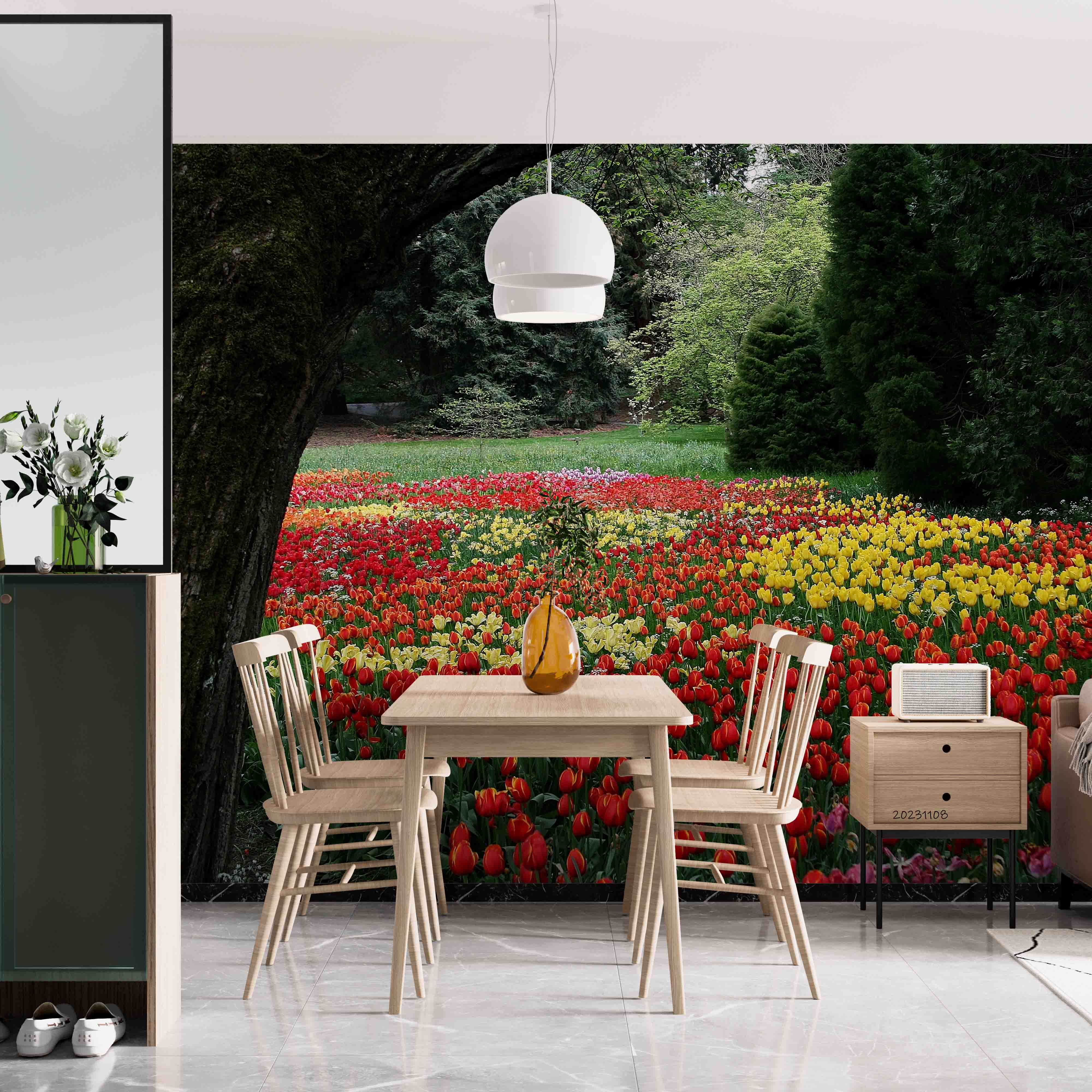 3D Tree Flower Nursery Tulip Trunk Wall Mural Wallpaper YXL 3022
