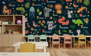 3D Childcare Nursery School Cartoon Animals Kids Letters Wall Mural Wallpaper JN 52