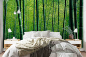 3D Bamboo Pole Leaf Green Wall Mural Wallpaper YXL 2946