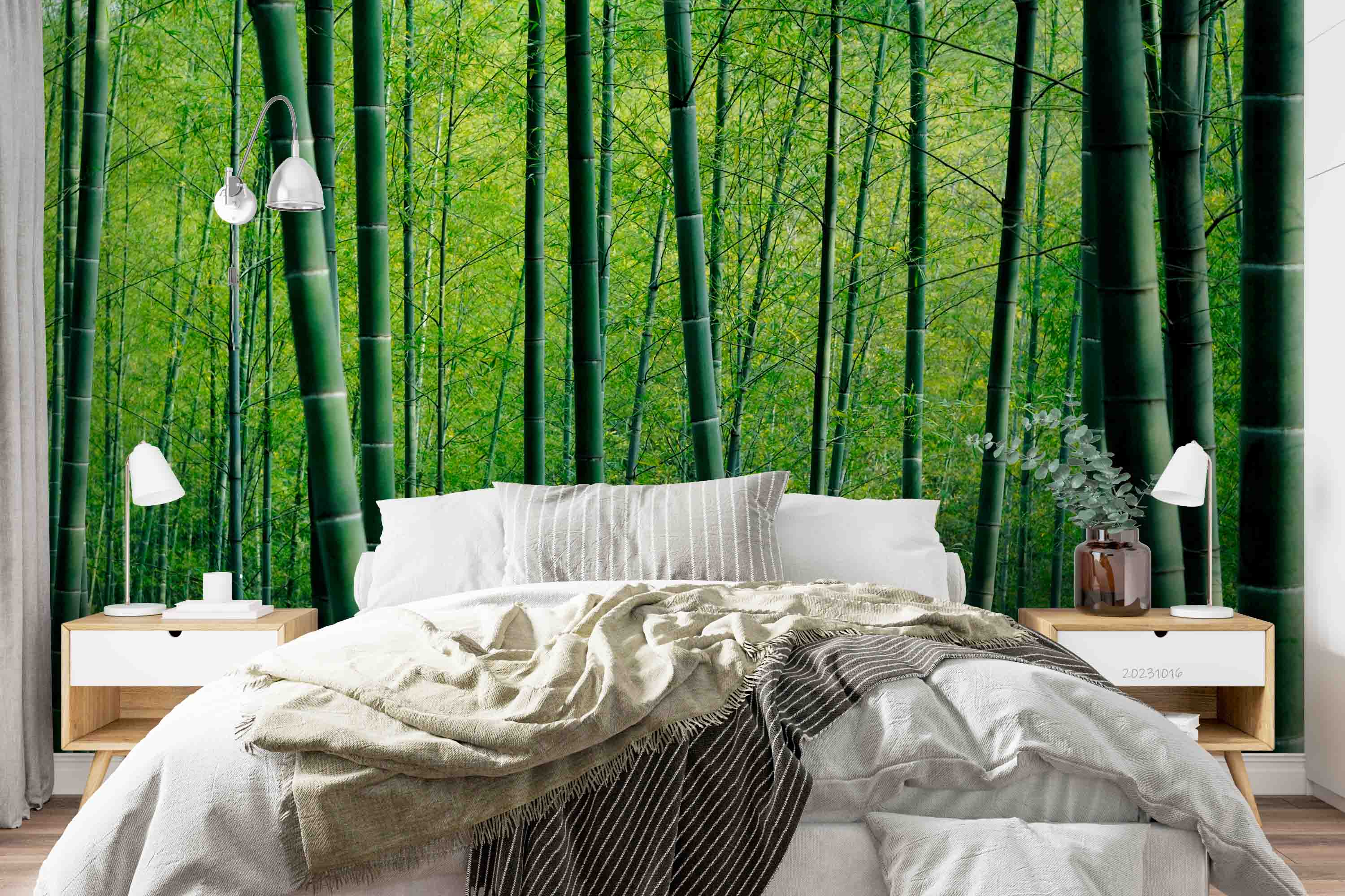 3D Bamboo Pole Leaf Green Wall Mural Wallpaper YXL 2946
