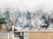 3D City Architecture Mansion Fog Gray Wall Mural Wallpaper YXL 518