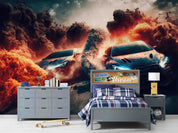 3D Automobile Graffiti Blue Croci Smog Wall Mural Wallpaper YXL 17- Jess Art Decoration