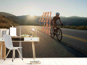 3D Mountain Sunlight Road Cycling Sky Wall Mural Wallpaper YXL 69