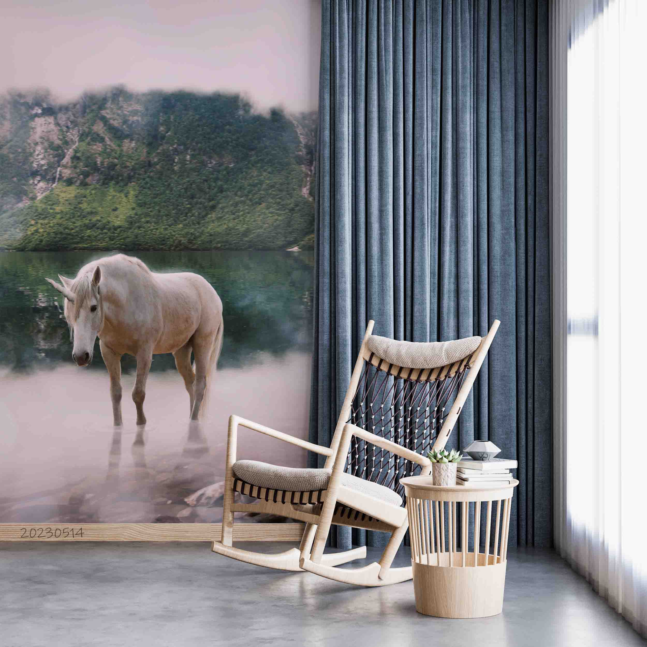 3D Magic Unicorn Nature Landscape Wall Mural Wallpaper GD 5329- Jess Art Decoration