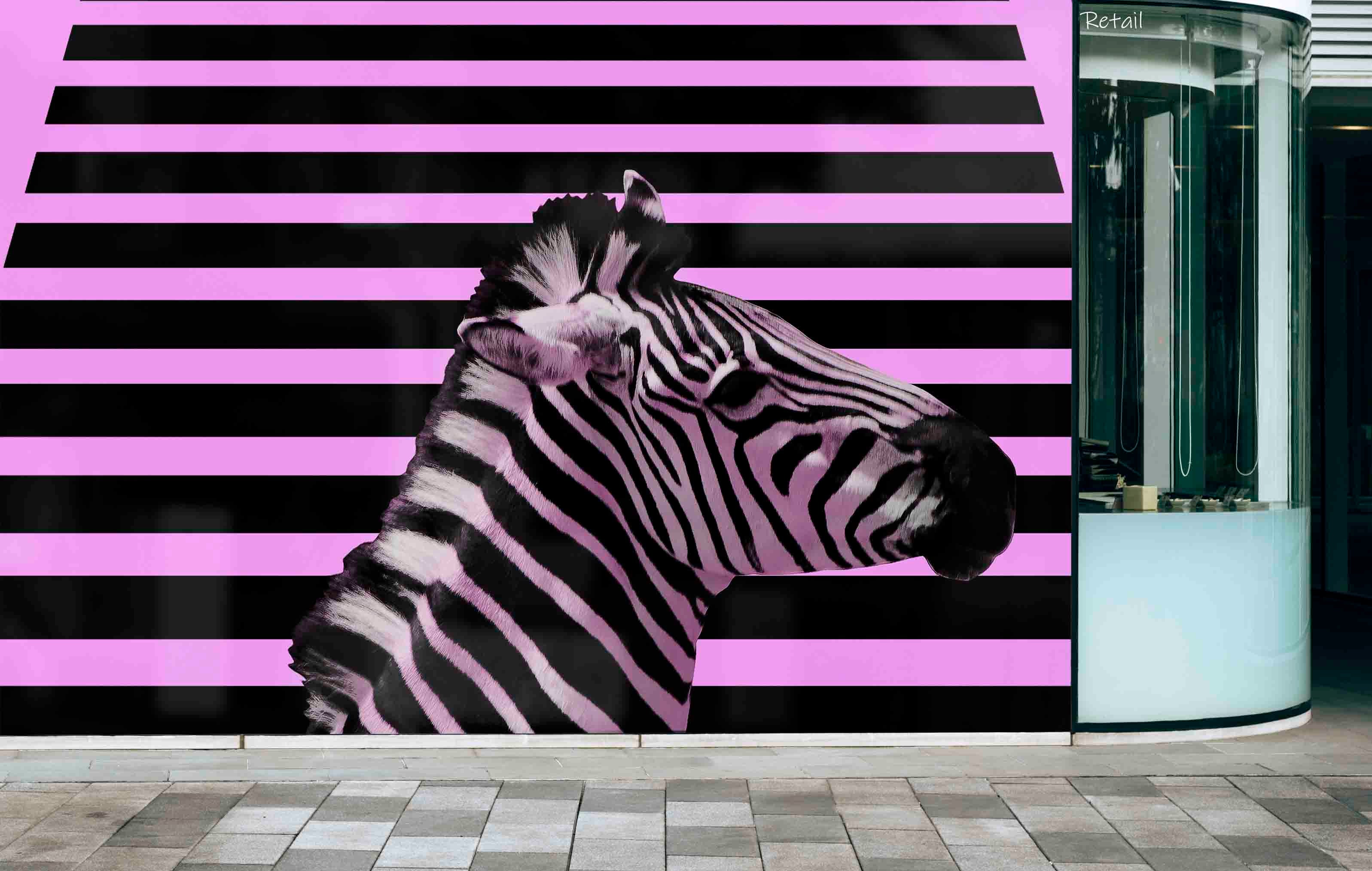 3D Retail Shop Store Market Trade Zebra Wall Mural Wallpaper 12