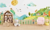 3D Childcare Nursery School Cartoon Kids Landscape Wall Mural Wallpaper JN 58