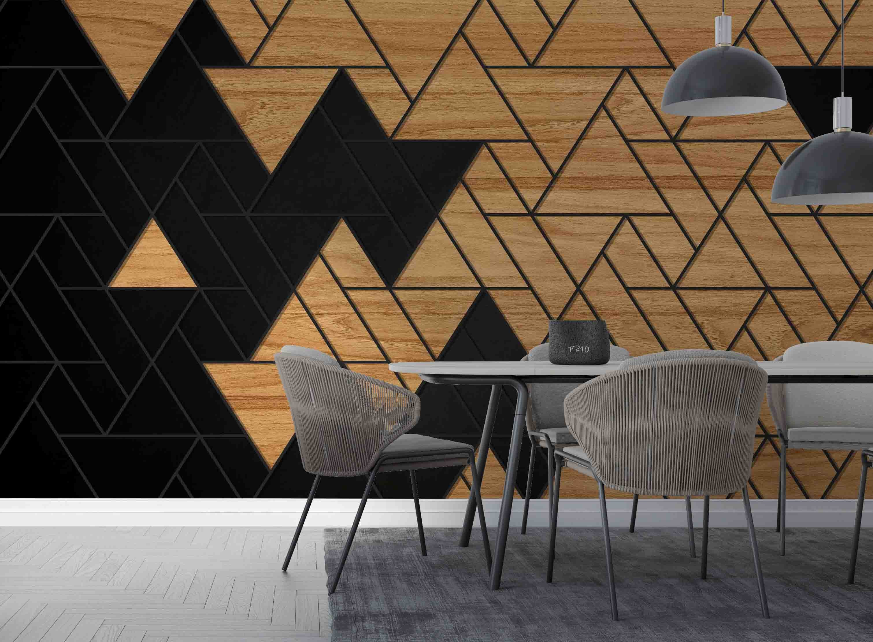 3D Abstract Geometry Triangle Wood Plank Texture Wall Mural Wallpaper GD 4785- Jess Art Decoration