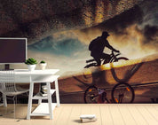 3D Mountain Person Cycling Road Wall Mural Wallpaper YXL 98
