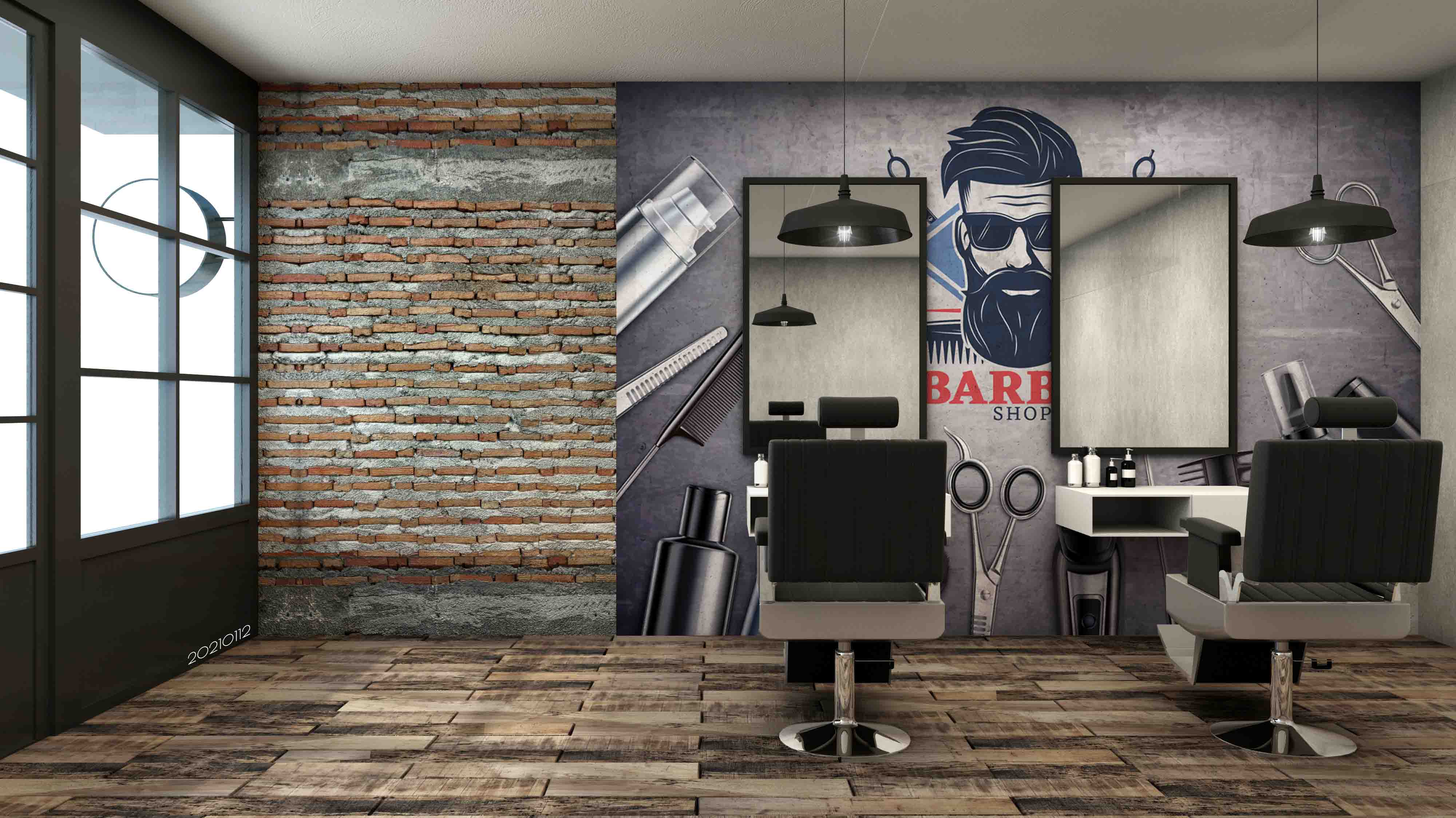 3D Barber Shop Hair Salon Haircut Specialist Shaving Wall Mural Wallpaper 17