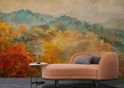 3D Watercolor Fall Forest Mountains Scenery Wallpaper Wall Mural Wall Decor Wall Art Wall Sticker Remoable Wallpaper LQH 5