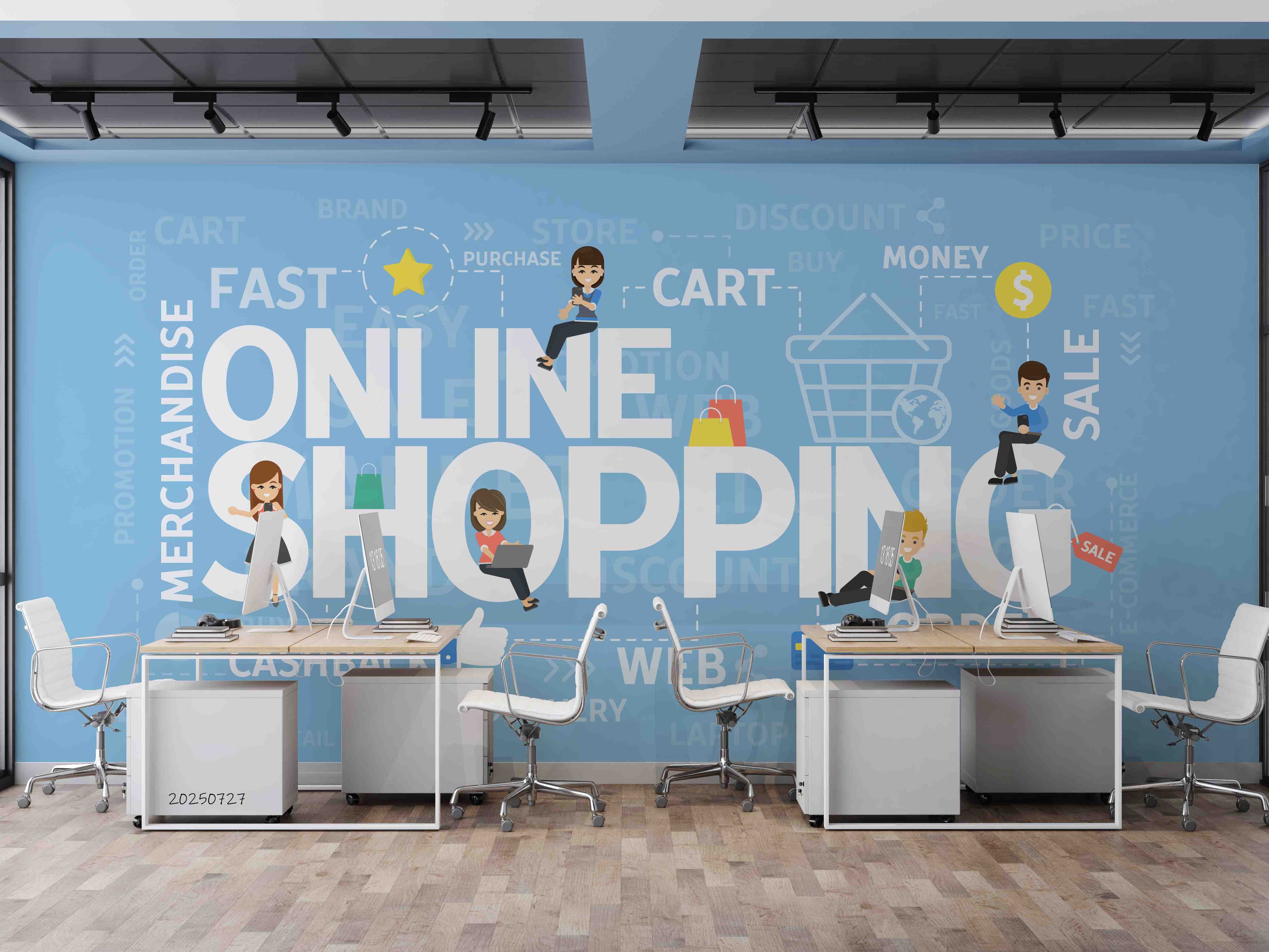 3D Office Business Commerce Technology Online Shopping Wall Mural Wallpaper 11