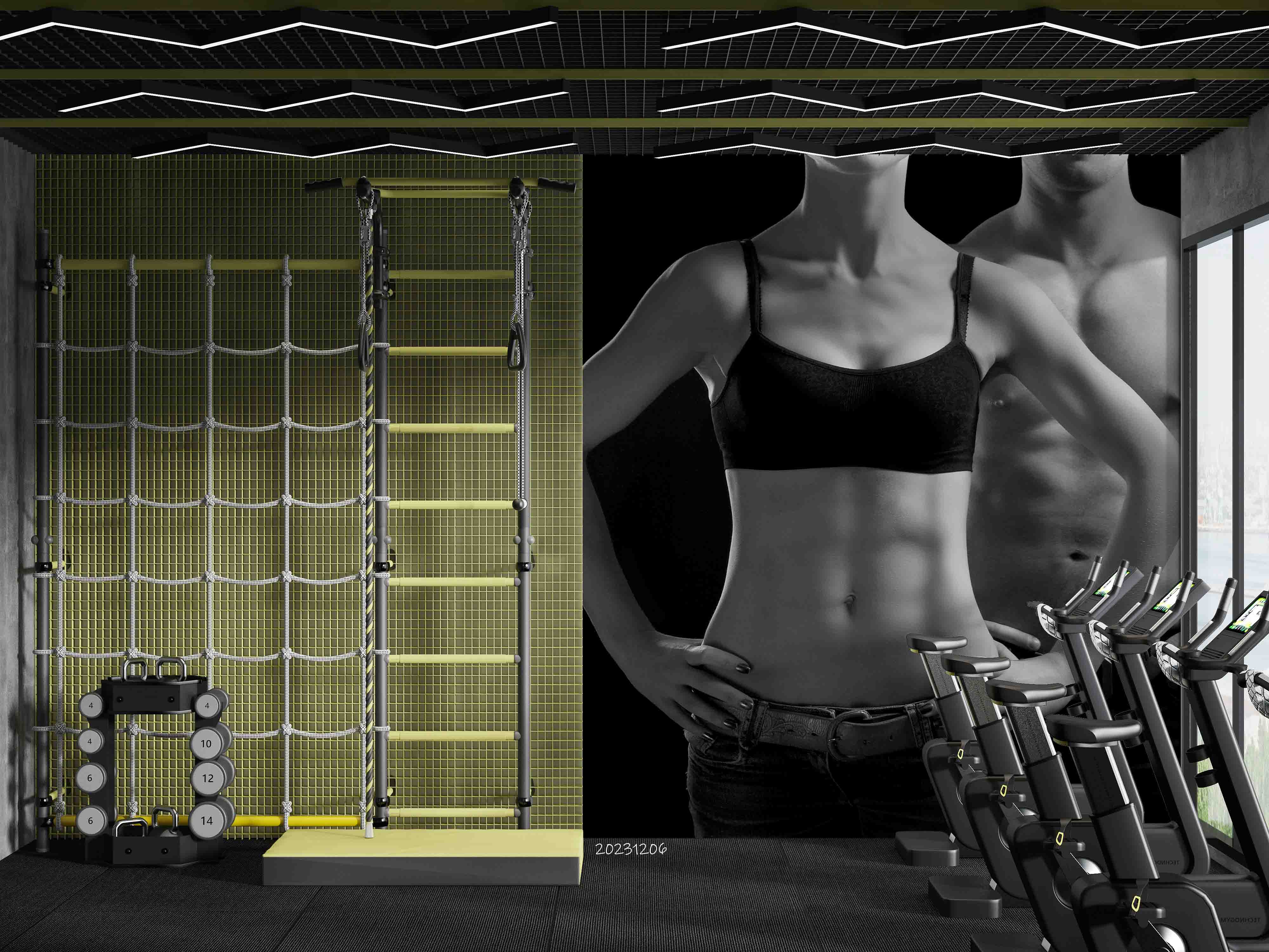 3D Muscle Woman Man Rrm Black Wall Mural Wallpaper YXL 64