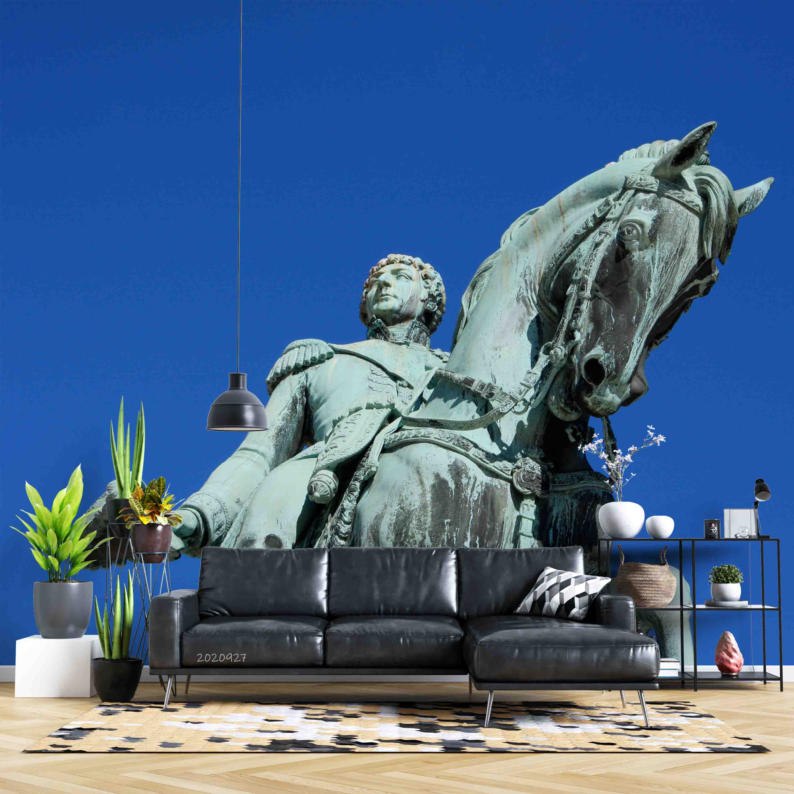 3D Sculpture Horse Man Bluesky Wall Mural Wallpaper YXL 2467