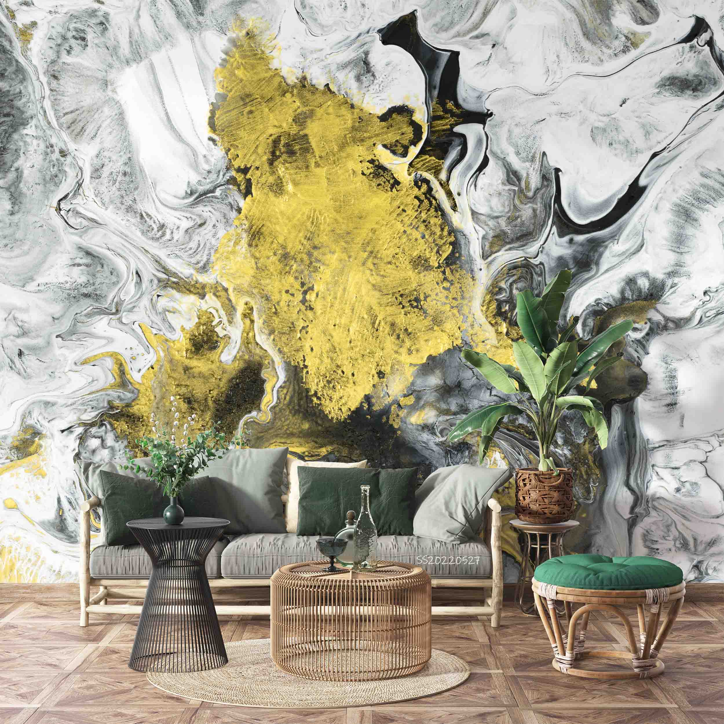 3D Abstract Black White Gold Marble Texture Background Wall Mural Wallpaper GD 4237- Jess Art Decoration