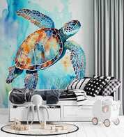 3D Animal Sea Sea Turtle Dot Coral Wall Mural Wallpaper YXL 60