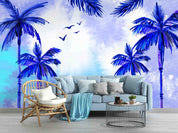 3D Watercolor Blue Coconut Tree Landscape Oil Painting Wallpaper Wall Mural Wall Decor Wall Art Wall Sticker Remoable Wallpaper