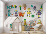 3D Robot Friends colourful robot character pattern wall mural wallpaper for kids room - view 4