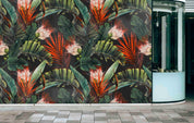 3D Retail Shop Store Market Trade Floral Leaves Pattern Wall Mural Wallpaper 4