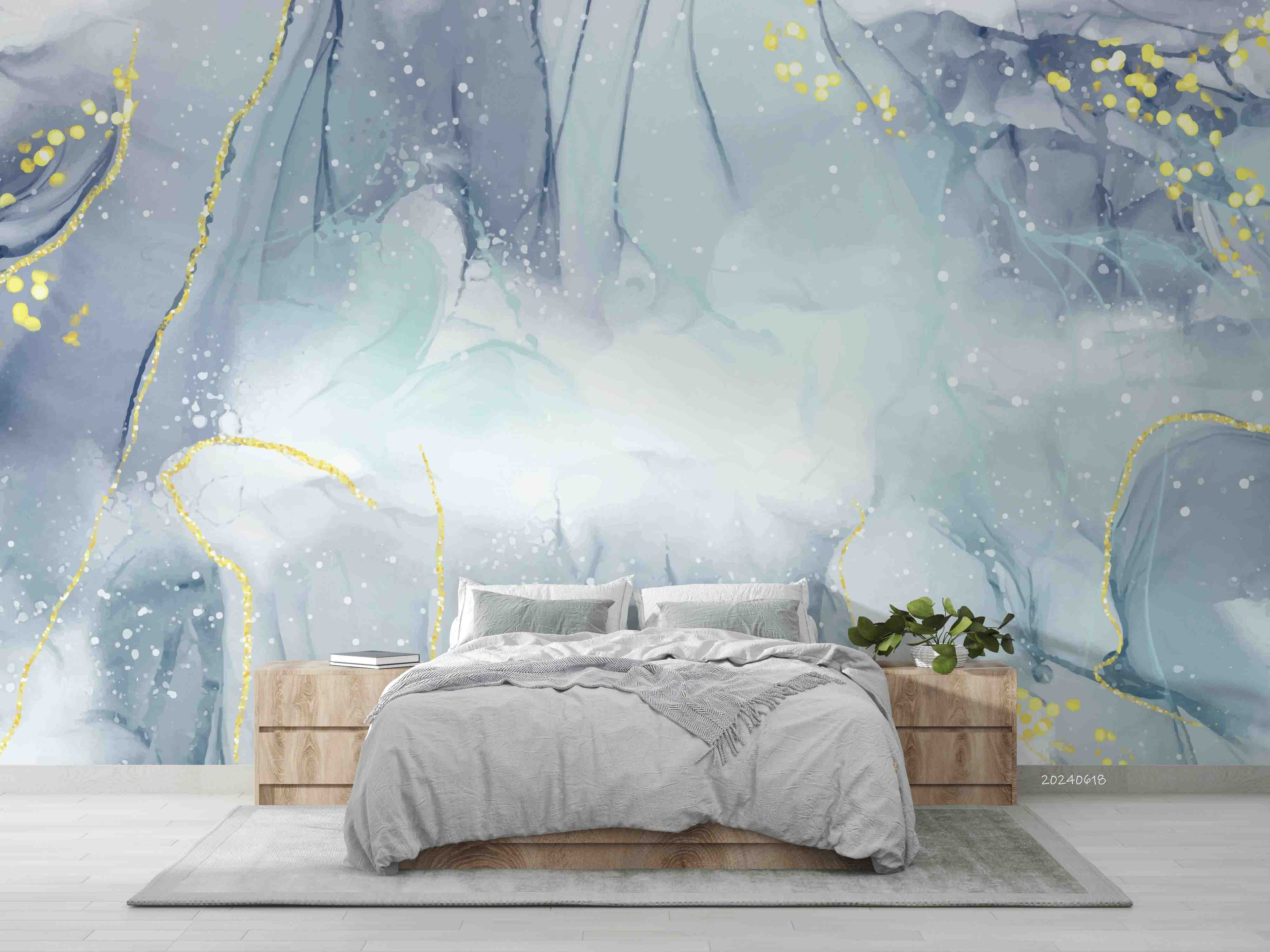 3D Abstract Damaskeen Gray Round Wall Mural Wallpaper YXL 627