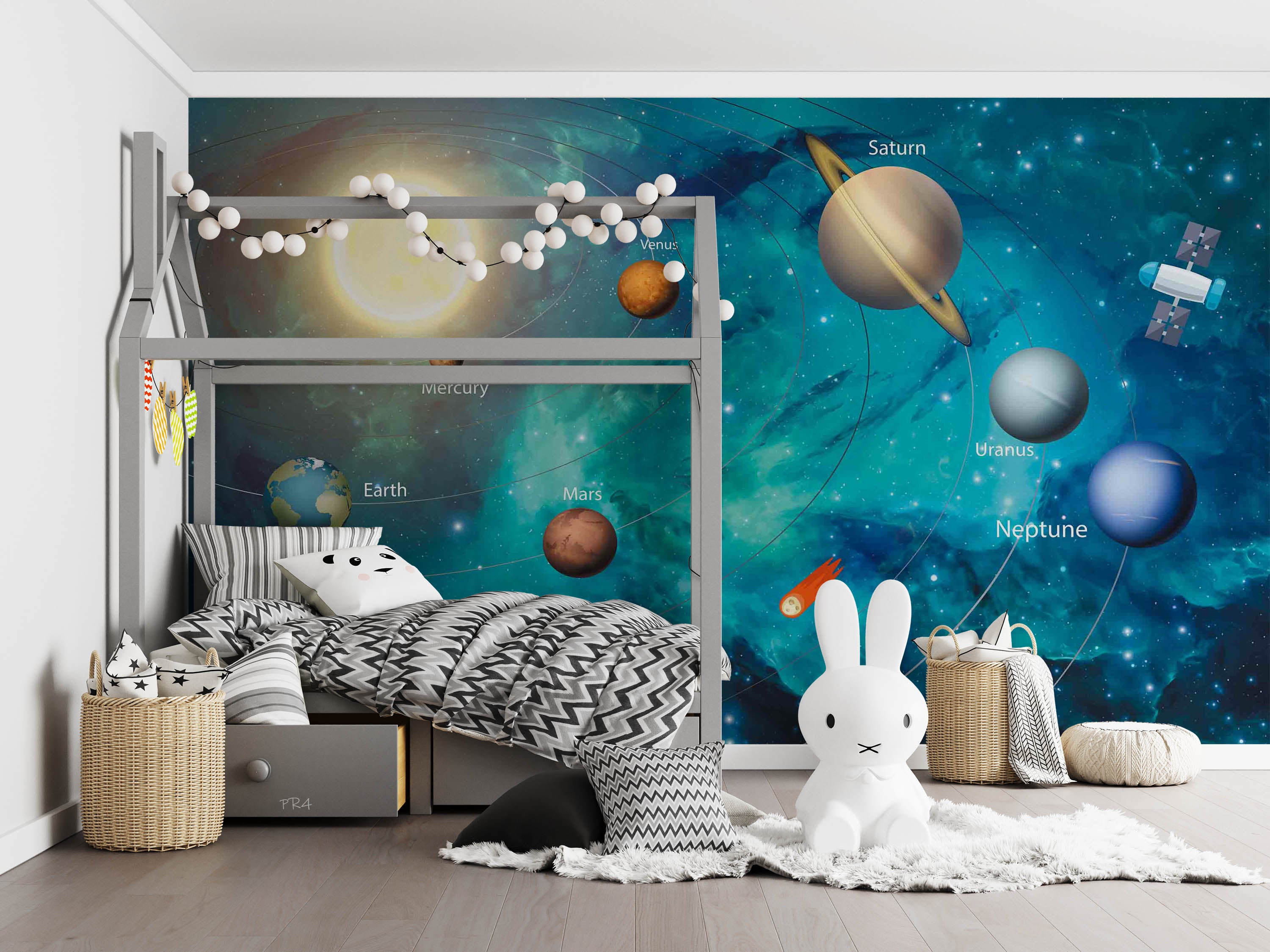 3D Space Planet Orbit Satellite Wall Mural Wallpaper GD 3903- Jess Art Decoration