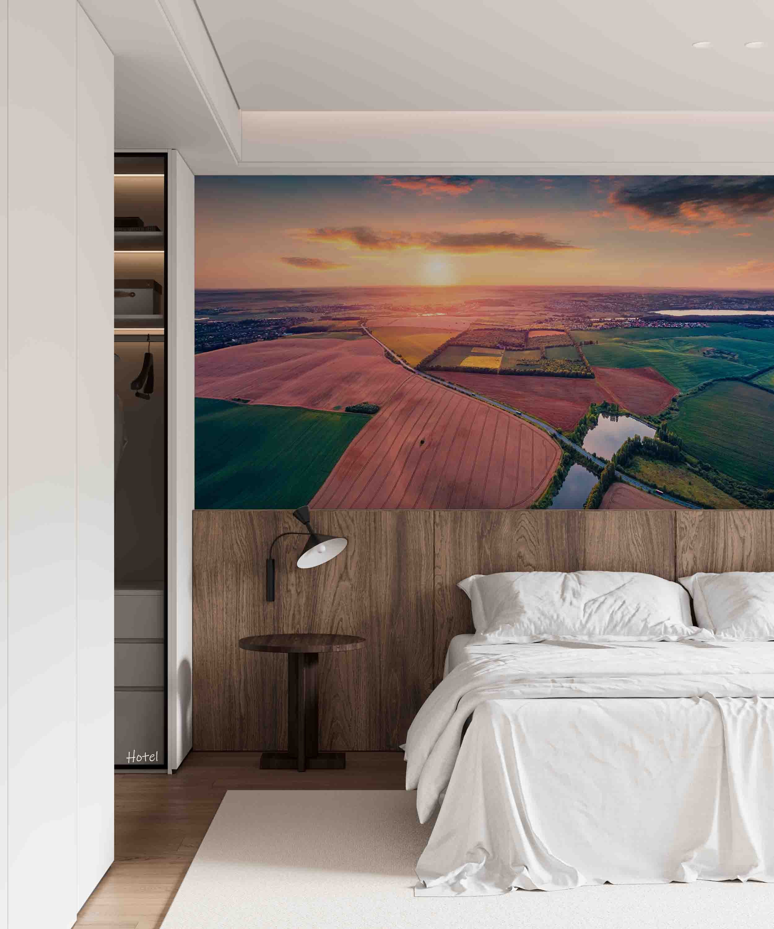 3D Hotel Inn Motel Hostel Resort Manor Scenery Sunrise Wall Mural Wallpaper 4