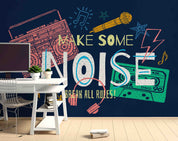 3D Pattern Letter Radio Tape Mike Yellow Pink Green Wall Mural Wallpaper YXL 22- Jess Art Decoration