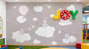 3D Play Centre Amusement Park Funfair Carnie Cartoon Animals Clouds Wall Mural Wallpaper 15