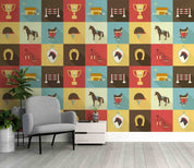 3D Horse Dressage Icon Wall Mural Wallpaper GD 5349- Jess Art Decoration