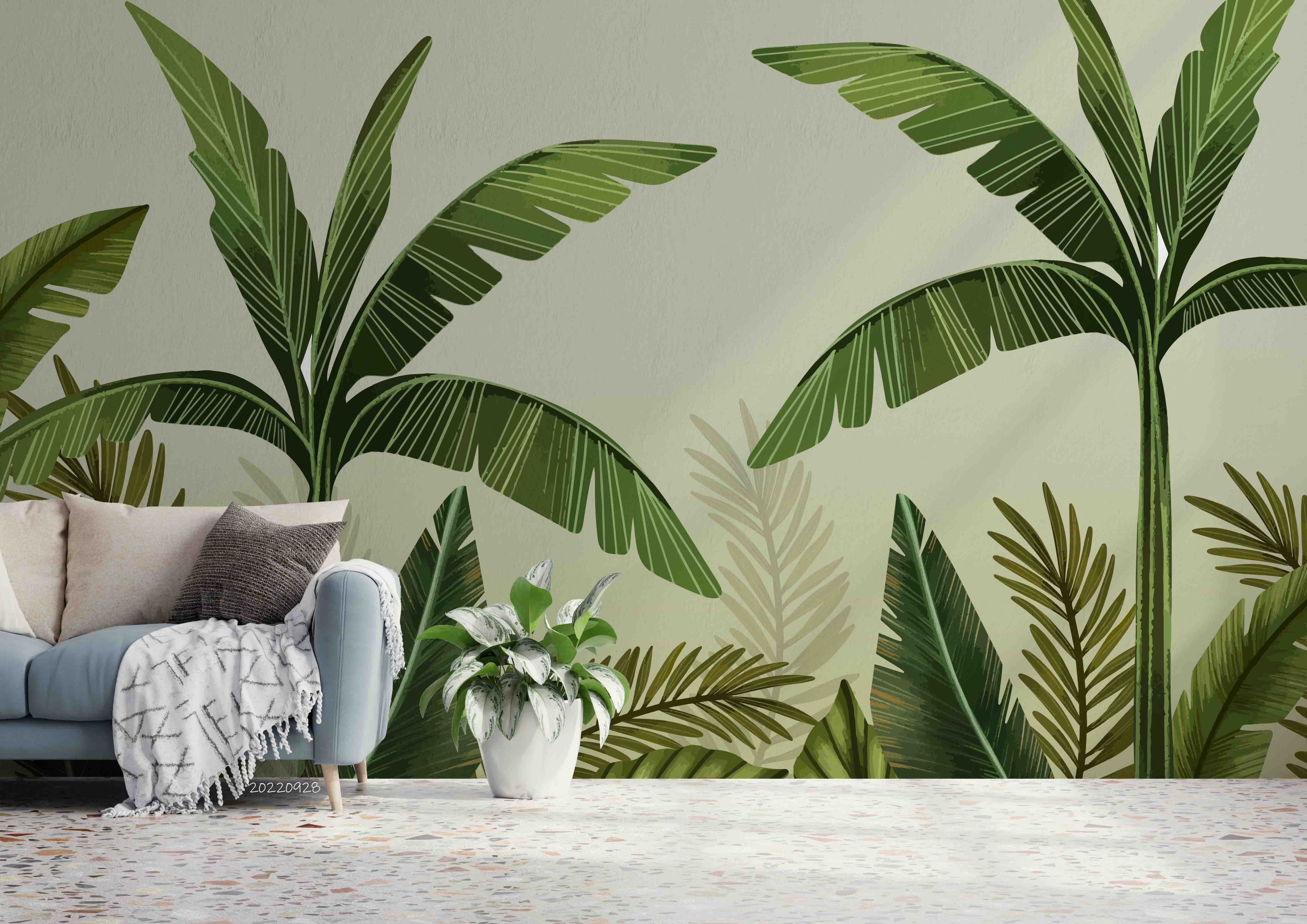 3D Tropical Banana Tree Leaves Wall Mural Wallpaper GD 3319- Jess Art Decoration