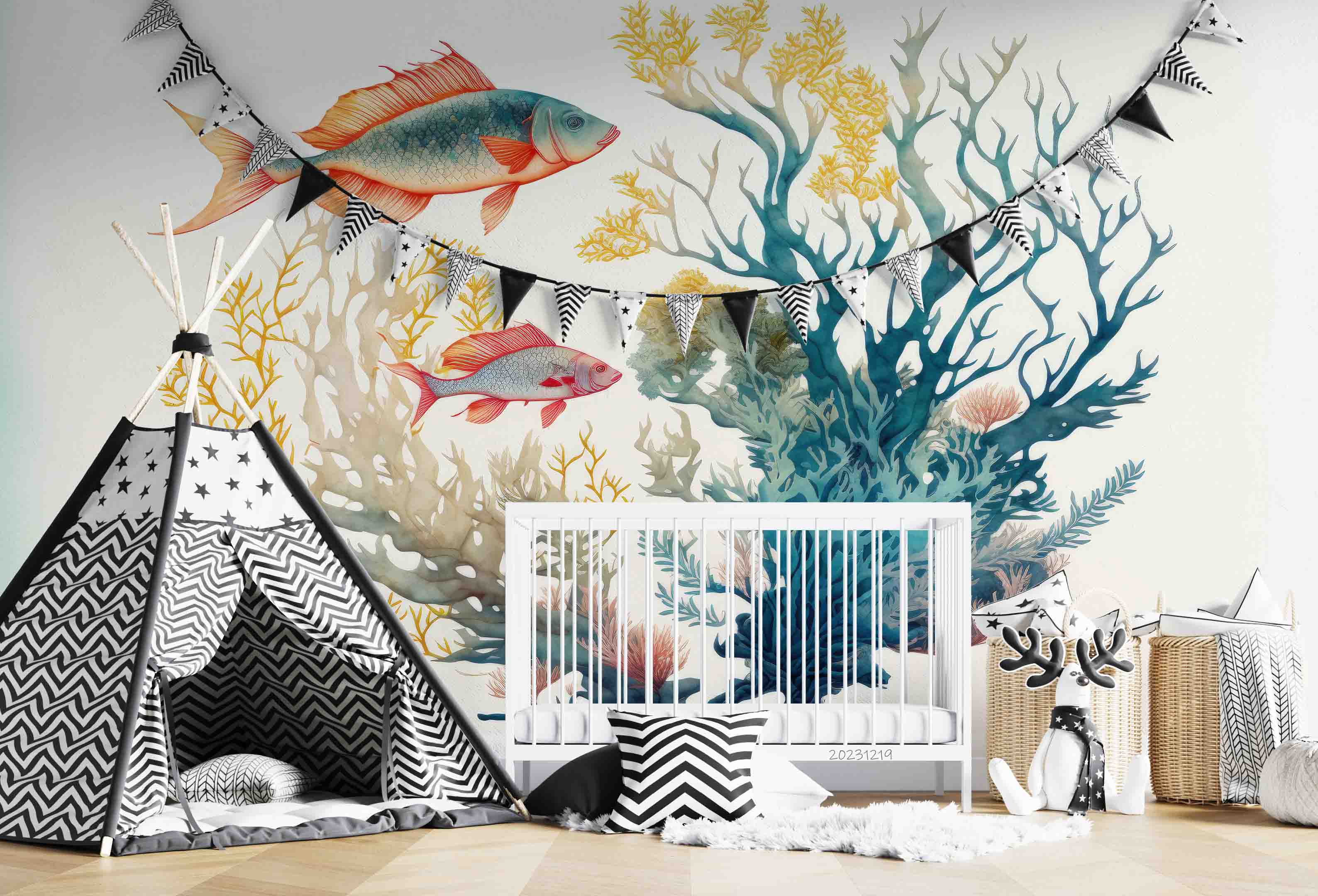 3D Animal Coral Sea Fish Wall Mural Wallpaper YXL 26