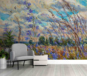 3D Oil Painting Floral Leaf Morning Glory Cloud Sky Wall Mural Wallpaper YXL 113